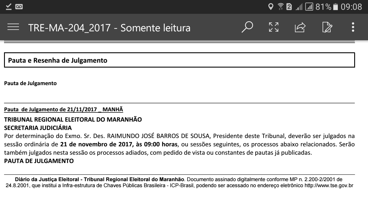 TRE agenda para terça-feira(21), julgamento do MS do caso Eric Costa e Regina do Gás