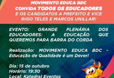 Educadores de Barra do Corda participarão de grande plenária nesta quinta-feira(15) na Katedral Eventos
