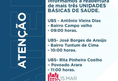 Prefeito Fernando Pessoa entregará nesta segunda-feira(15) mais três UBS e o prédio da Prefeitura de Tuntum totalmente recuperados
