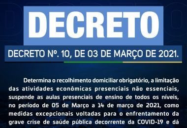 VEJA AQUI: Prefeito Rigo Teles proíbe aulas presenciais e decreta toque de recolher em Barra do Corda